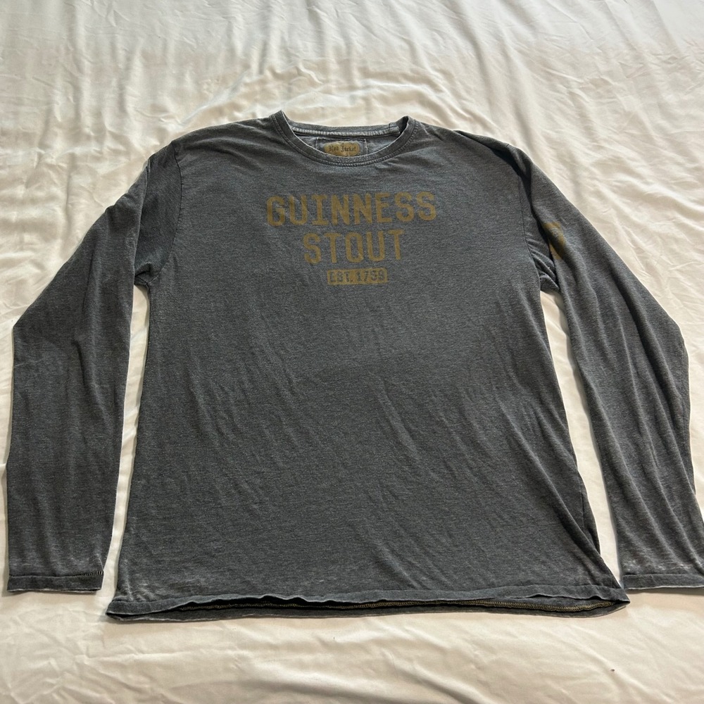 Red Jacket Guinness Stout Mens 2XL Long Sleeve T-Shirt Gray Heather Graphic Tee